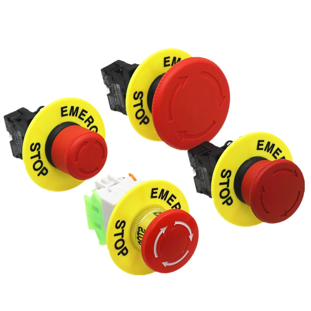 22mm red mushroom head emergency stop button switch