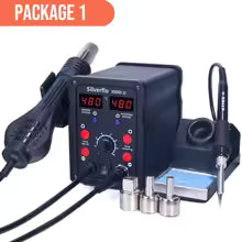 Silverflo 8586D Soldering Station 2 IN 1 Hot Air Solder Station with 2 Digital display,10-Minute Sleep Mode for SMD Rework