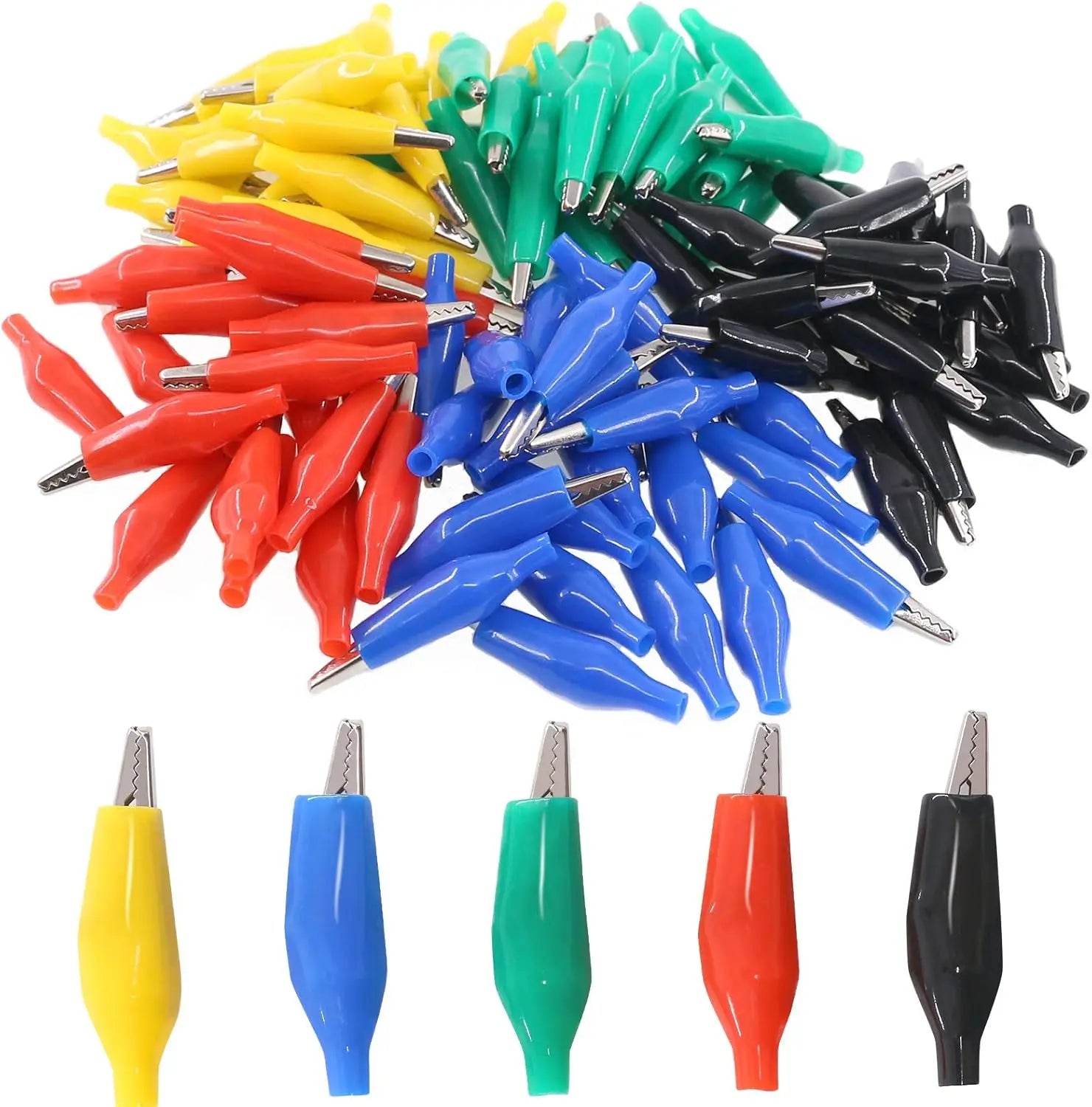 1.4''/35mm Alligator Crocodile Clip Electrical Test Jumper Helper with Insulation Cover for Electrical Testing Colorful