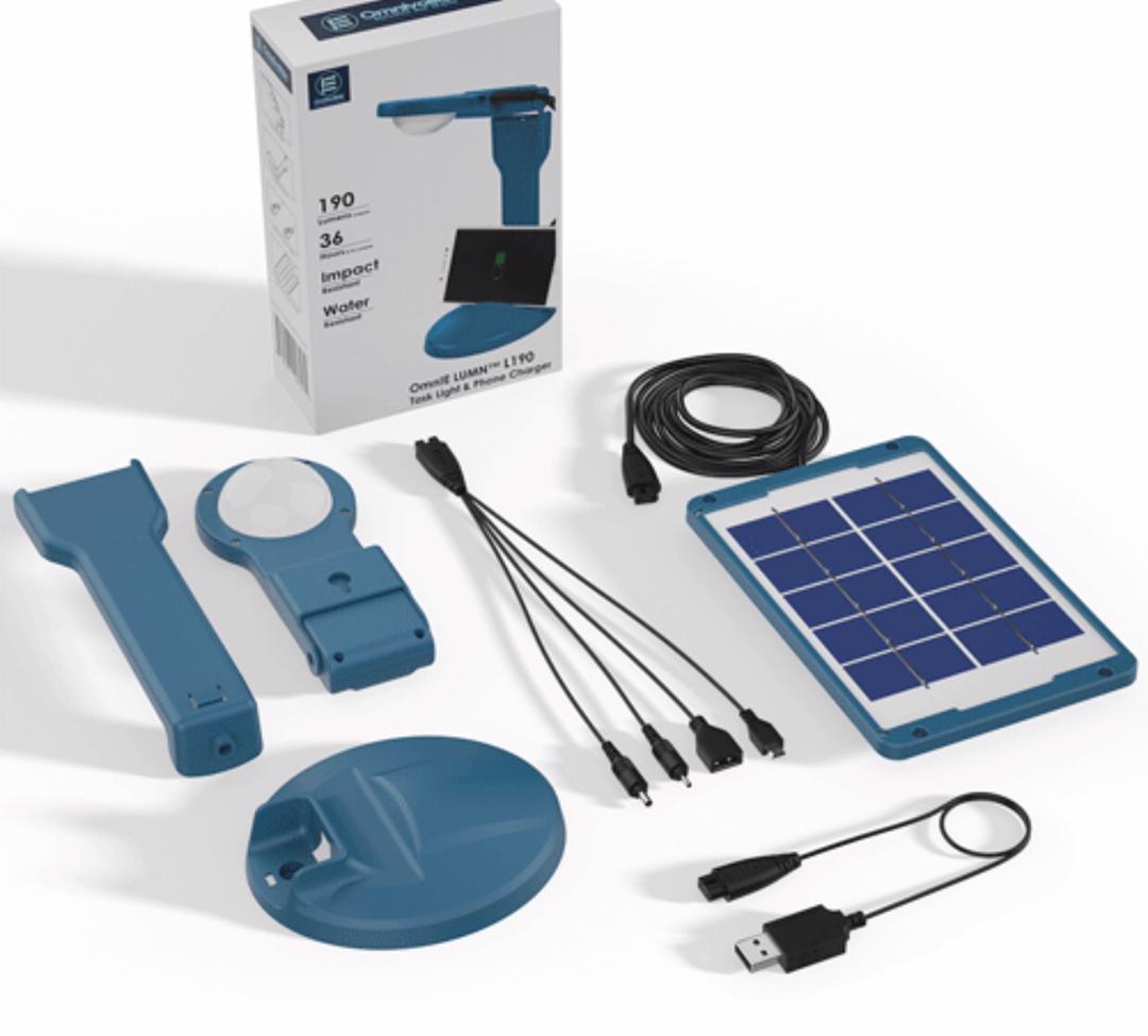 Omnivoltaic LUMN L190 Off-Grid Portable Solar Desk Lamp & Mobile Phone Charger